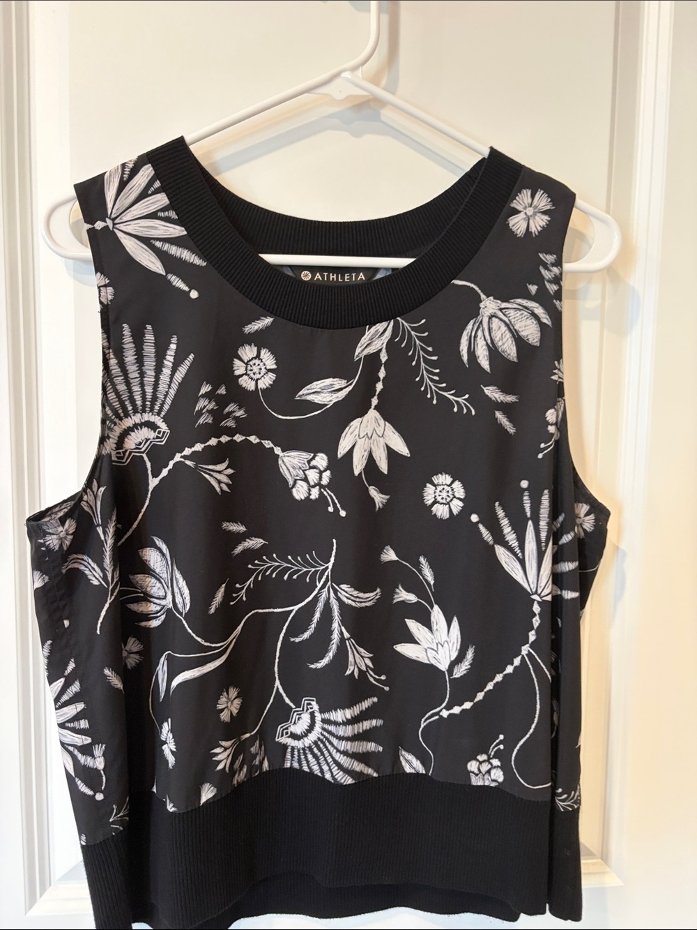 Athleta Black & White Floral Tank Top